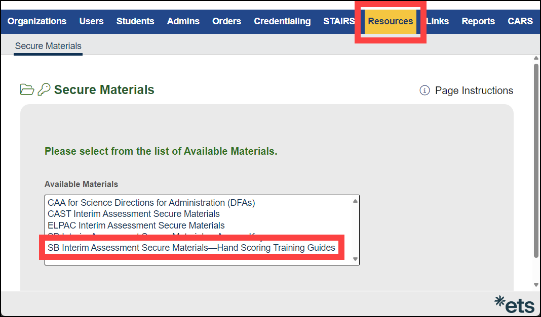 TOMS Secure Materials web page 
